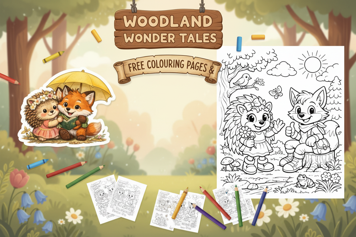 Free colouring pages and printable stickers featuring Hariët and Finnigan